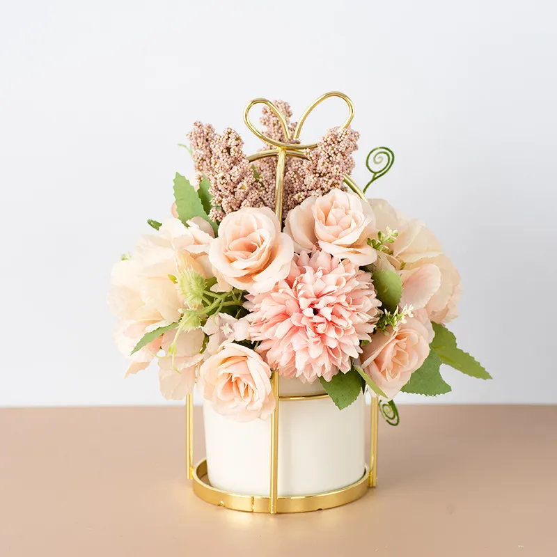 Small Potted Plants Ins Dried Flower Bouquet Simulation Flowers Fake Flowers Living Room Decoration Ornaments Tea Table Spring Festival Floral New Year Decorations – image 3