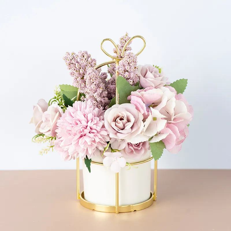 Small Potted Plants Ins Dried Flower Bouquet Simulation Flowers Fake Flowers Living Room Decoration Ornaments Tea Table Spring Festival Floral New Year Decorations – image 4