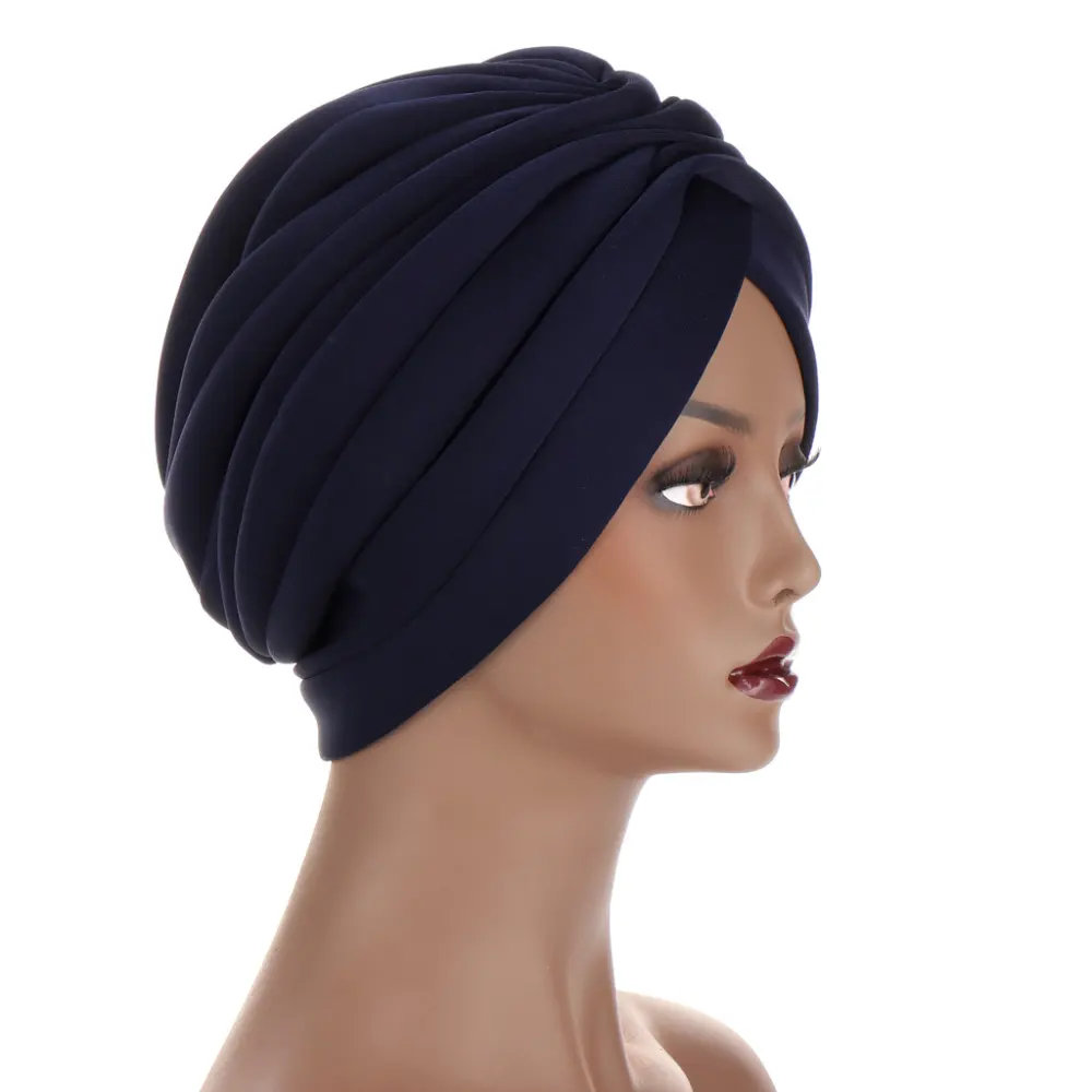 New Headwraps Hats for Women Solid Twist Ruffle Cotton