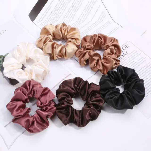 European And American Cloth Circle Head Rope Pure Color Headdress Hair Rope 6Color Set - Shop at LoveMi