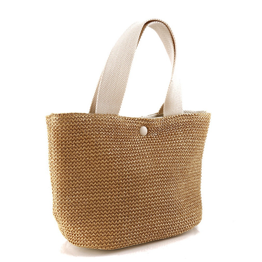 Free Size Sweet Temperament Design Straw Weave Fashion Simple Portable Bucket Bag