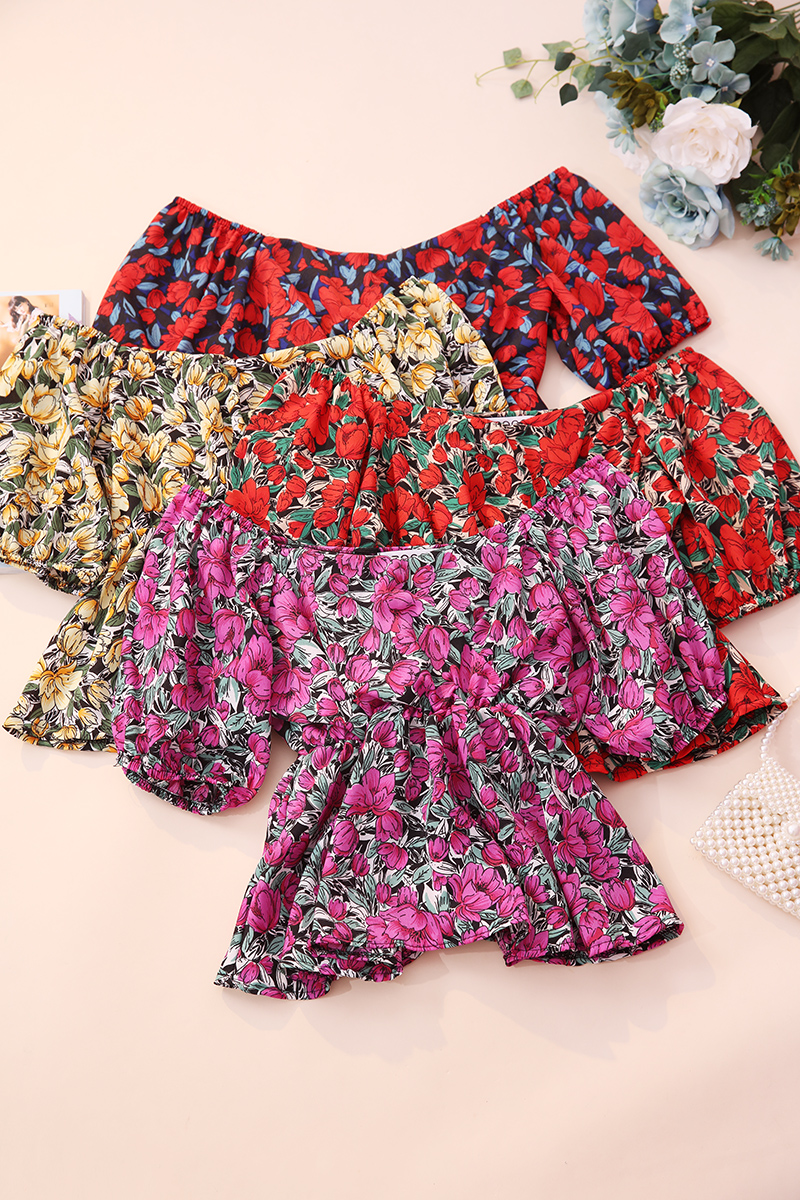 Title 2, Fashion Floral Doll New Waist Short Sleeve Shir...