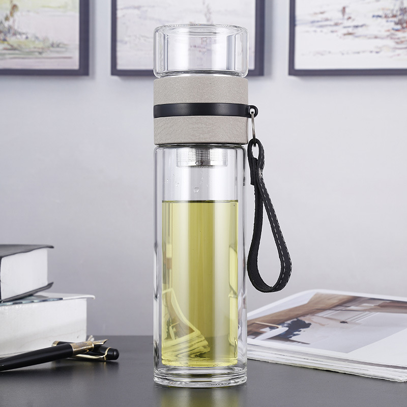 The New Office Transparent Tea Water Separation Double Glass Cup Creative Fashion Tea Maker Water Cup Portable Gift Customization