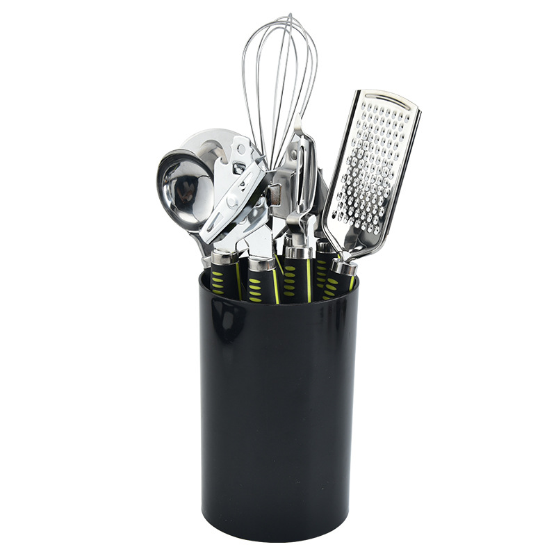 7Piece Set Of Kitchen Tools Cheese Planer, Pizza Shovel, Can Opener, Garlic Press, Stainless Steel Kitchenware Set