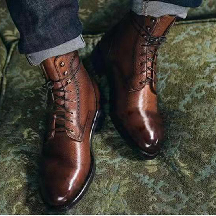 Fashion Black And Gray Square Heel Women's Boots