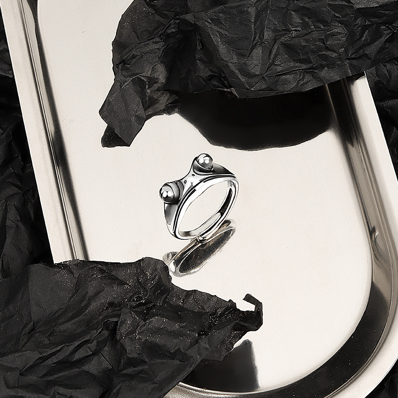 Silver Alloy Carnelian Ring Female Frog Prince Ring With Adjustable Opening