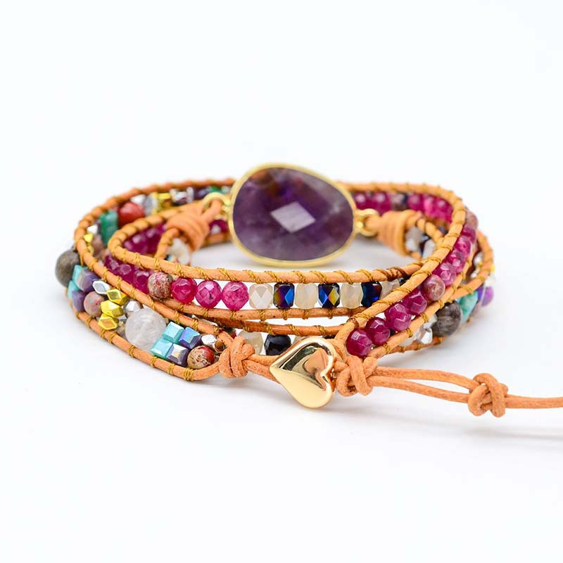 Good Luck Crystal Hand-woven Cowhide Bracelet