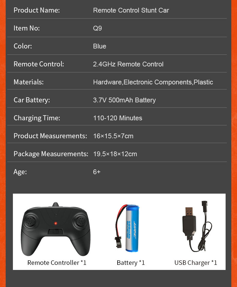 Title 8, Carro de acrobacias com controle remoto JJRC Q9