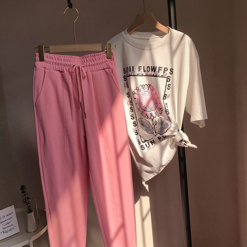 Gray Sweatpants Women's Health Pants Casual Slim Radish High Waist Nine-point Harem Pants