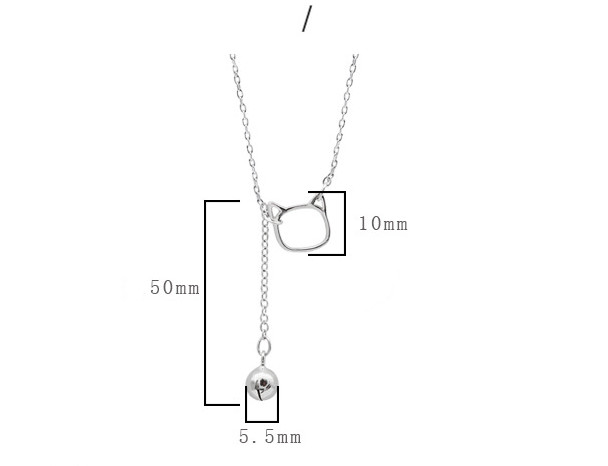 Sterling Silver Necklace Female Japanese And Korean Sen series Simple Temperament Wild Long Cat Bell Clavicle Chain