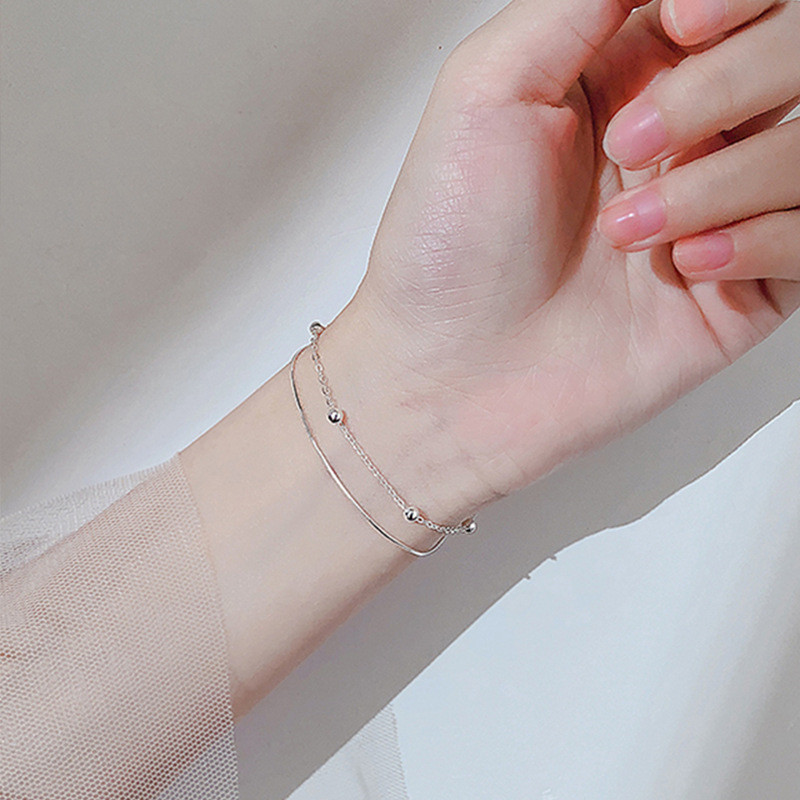 Sterling Silver Snake Bone Chain Double Niche Design Bracelet