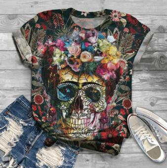 Digital Printed Casual Short Sleeved T Shirt F - Shop at LoveMi