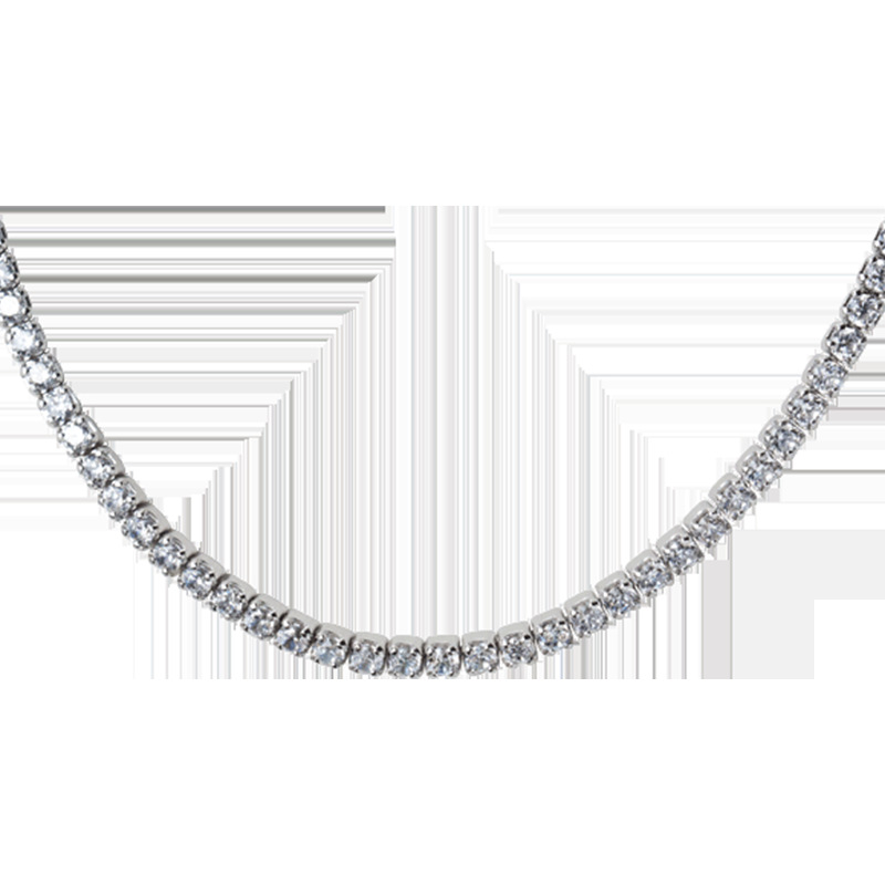 Silver Necklace Female Choker Neck Ornament Temperament Full Of Diamond Inlaid Short Sweet Clavicle Chain