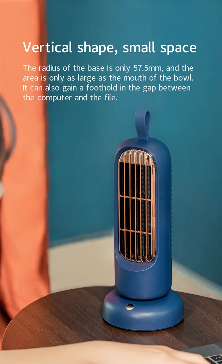 Retro Tower Fan Usb Charging Mini Fan Home Desktop Office Fan Dormitory Indoor Silent Shaking Head Fan