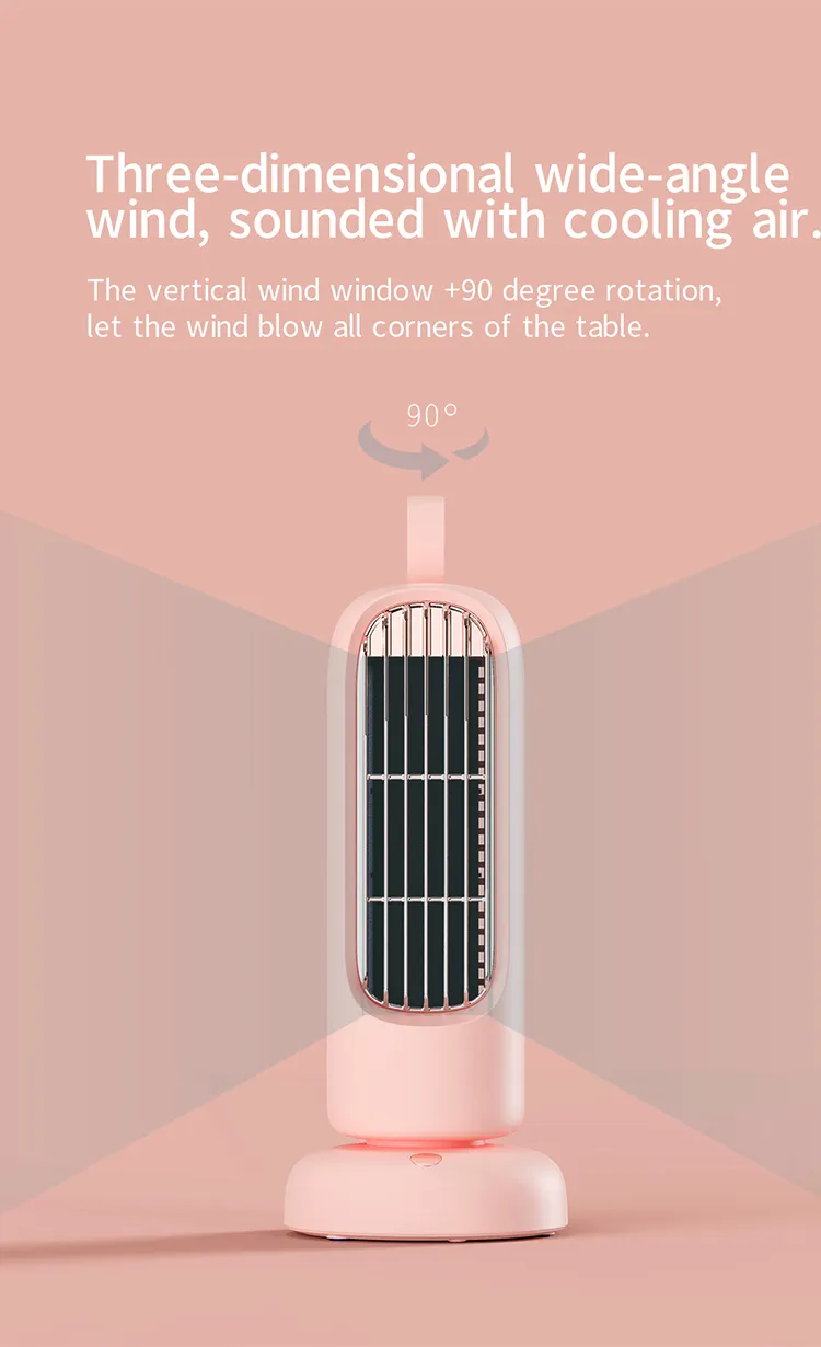 Retro Tower Fan Usb Charging Mini Fan Home Desktop Office Fan Dormitory Indoor Silent Shaking Head Fan – image 6