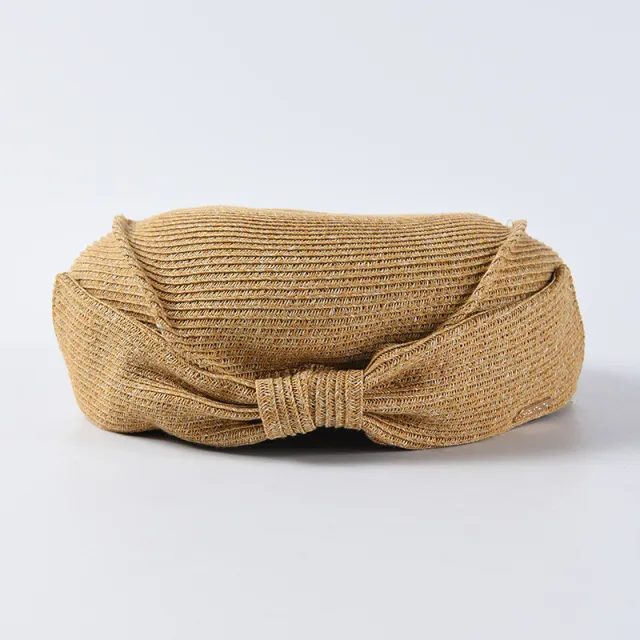 Japanese Straw Beret Summer Elegant Bow Straw Hat Camel - Shop at LoveMi