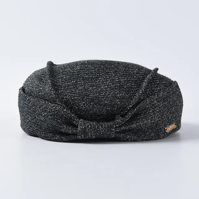 Japanese Straw Beret Summer Elegant Bow Straw Hat Black - Shop at LoveMi