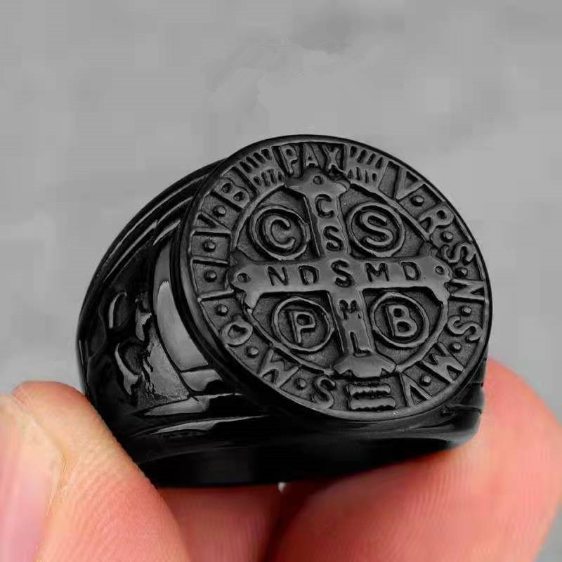 Titanium Steel Ring Cspb Cross Men'S Ring Stainless Steel European And American Fashion Men'S Personality