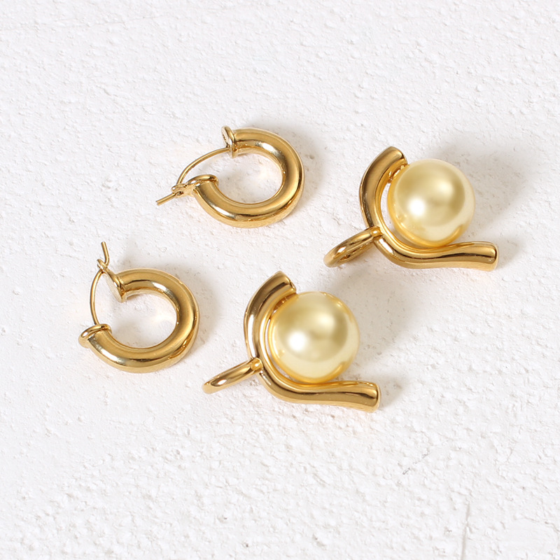 Metallic Style Earrings Copper Plated With Real Gold