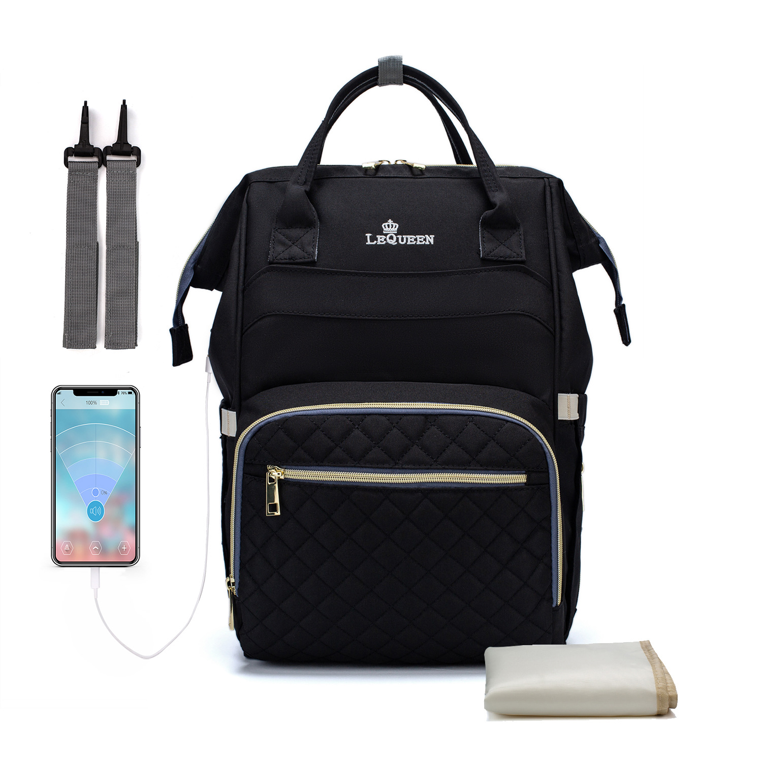 Lequeen Mommy Bag Multifunctional Backpack Large Capacity Maternal And Baby Bag Mom Bag Cross-Border Backpack Upgraded Version