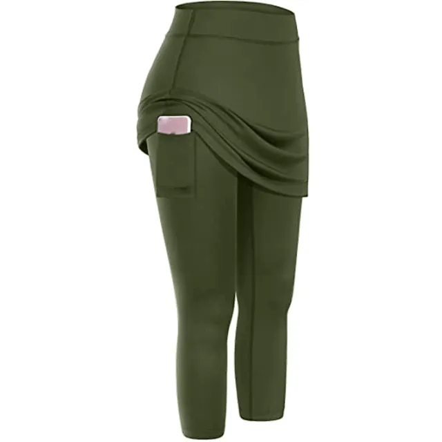 Autumn And Winter Can Wear Two Fake Ladies Sports Fitness Running Yoga Tennis Skirt Skirt Green - Shop at LoveMi