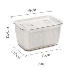 Fresh-keeping Box Large-capacity Separated Storage Box Fruit And Vegetable Cleaning Double-layer Drain Basket - White - View 1