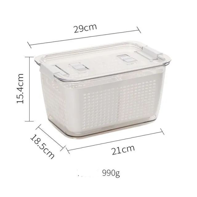 Fresh keeping Box Large capacity Separated Storage Box Fruit And Vegetable Cleaning Double layer Drain Basket White - Shop at LoveMi