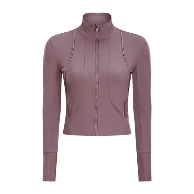Women'S New Stand Collar Slim Fit Yoga Wear Sanded Nude Fitness Tops Zipper Casual Sports Jacket Women Nude - Shop at LoveMi