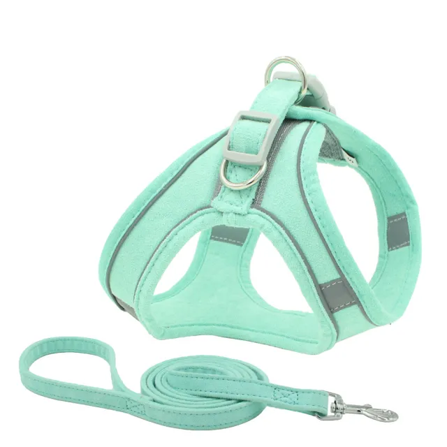 Suede Pet Chest Harness Reflective And Breathable Anti Strike Cat Rope Small Dog Vest Type Traction Rope Green - Shop at LoveMi