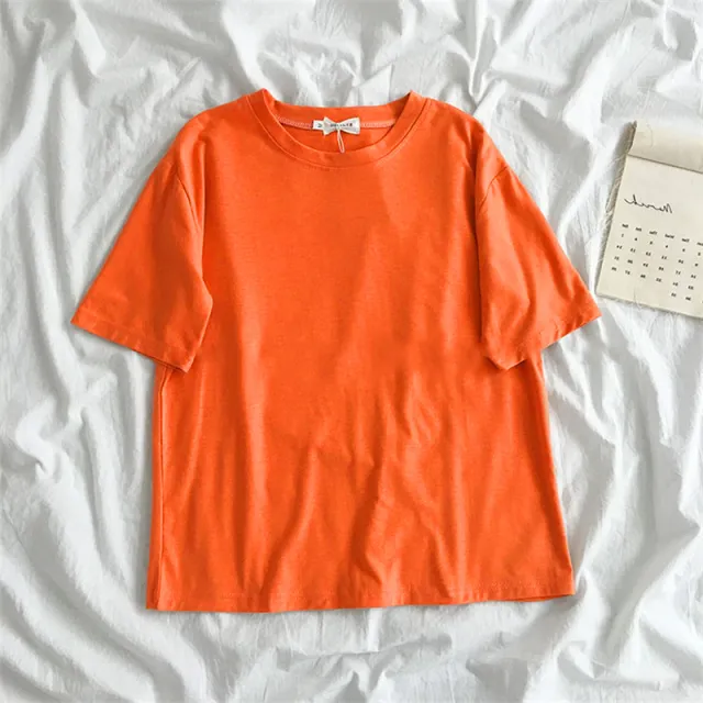 New Women'S Clothing Korean Student Loose Half Sleeve Solid Color Multifunctional Top Orange - Shop at LoveMi