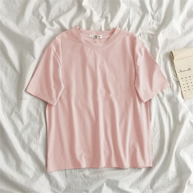 New Women'S Clothing Korean Student Loose Half Sleeve Solid Color Multifunctional Top Pink - Shop at LoveMi