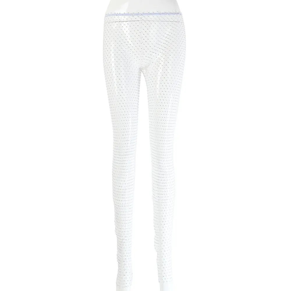Summer New Mesh Diamond Pants - White
