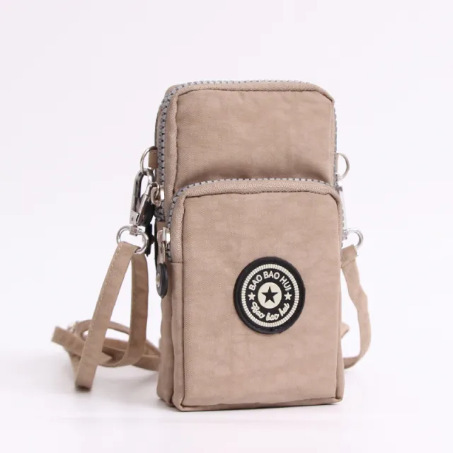 Mobile Phone Bag, Coin Purse, Mini Bag, Messenger Bag, Fabric Mobile Phone Bag, Hanging Neck, Wrist Bag, Arm Phone Bag Khaki - Shop at LoveMi