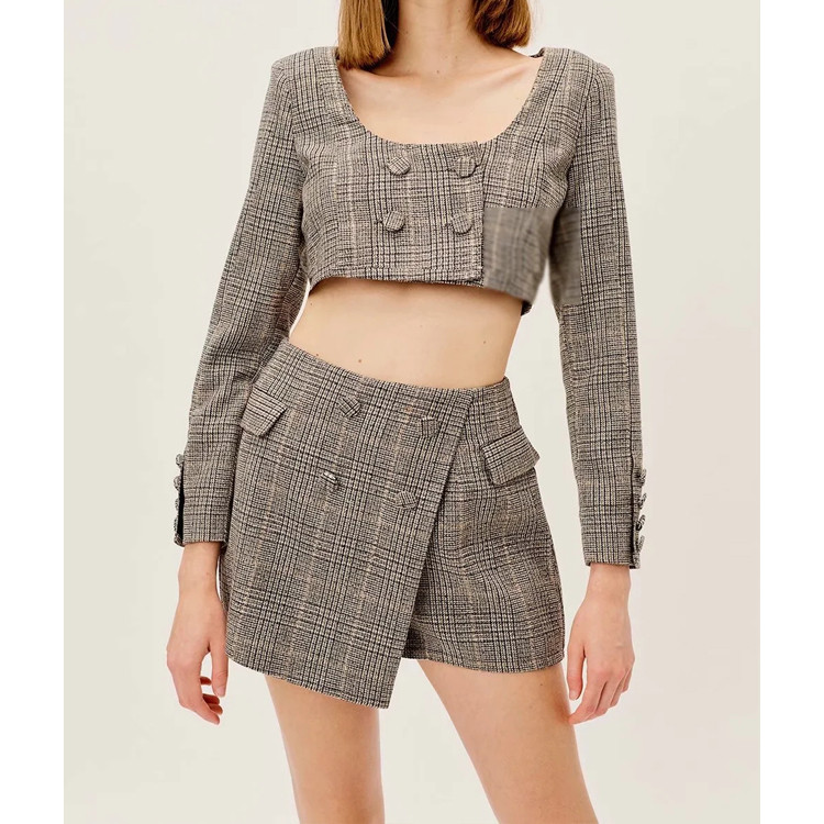 Early Spring New Women'S Two-Piece Suit Temperament Commuting Lightly Cooked Woolen Coat  High Waist Slim Trousers Skirt Suit