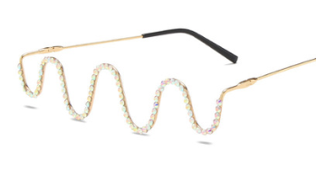 Title 6, Diamond-Studded Glasses Ins Wave Flat Mirror Fa...