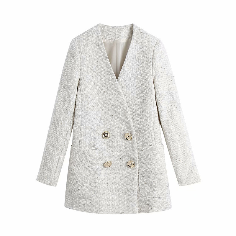European And American Women'S Clothing Wholesale Gold Button Texture Coat