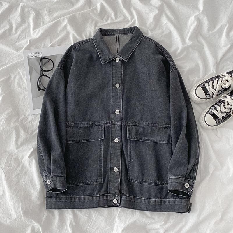 Loose Multi Face Denim Jacket New Swing Women'S Fashion Style Lapel Long Sleeve Hong Kong Windbreaker