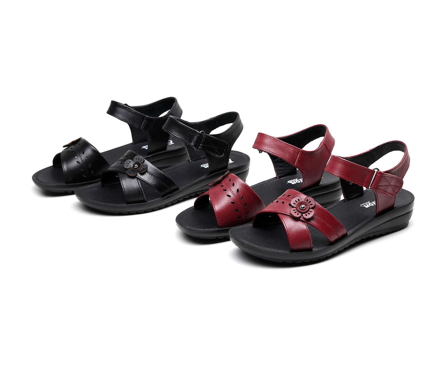 Genuine Leather Women's Shoes With Velcro Mother Sandals