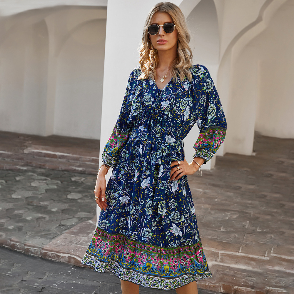 Bohemian Holiday Style Printed Dress Summer Women