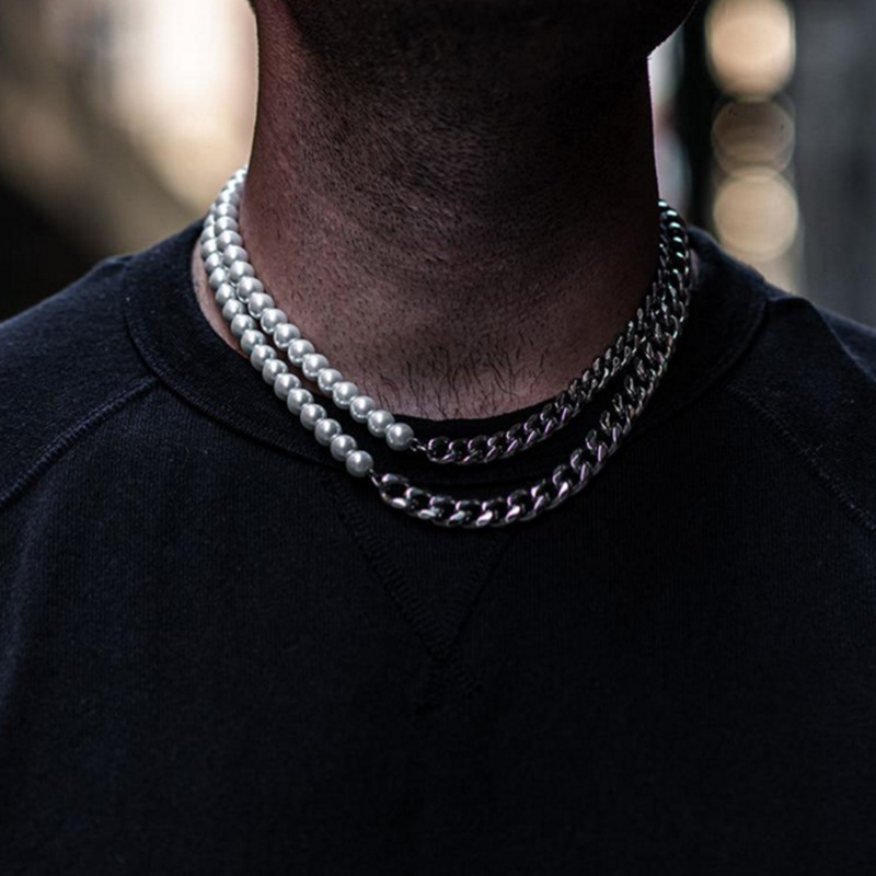 Half Pearl And Half Chain Necklace