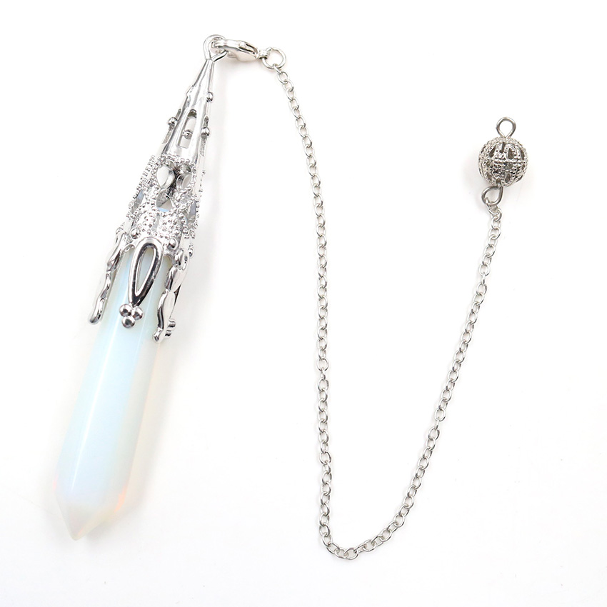 Tiger Eye Stone Hexagonal Column Chakra Pendant Pendulum Hollow Peach Heart Accessories