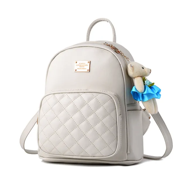 Autumn And Winter New Backpack College Style Casual Backpack Korean Fashion Trendy Ladies Bag Bear School Bag On Behalf Of Cream - Shop at LoveMi
