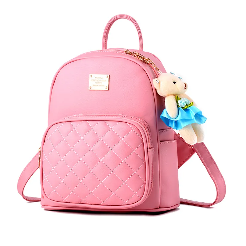Autumn And Winter New Backpack College Style Casual Backpack Korean Fashion Trendy Ladies Bag Bear School Bag On Behalf Of - Pink