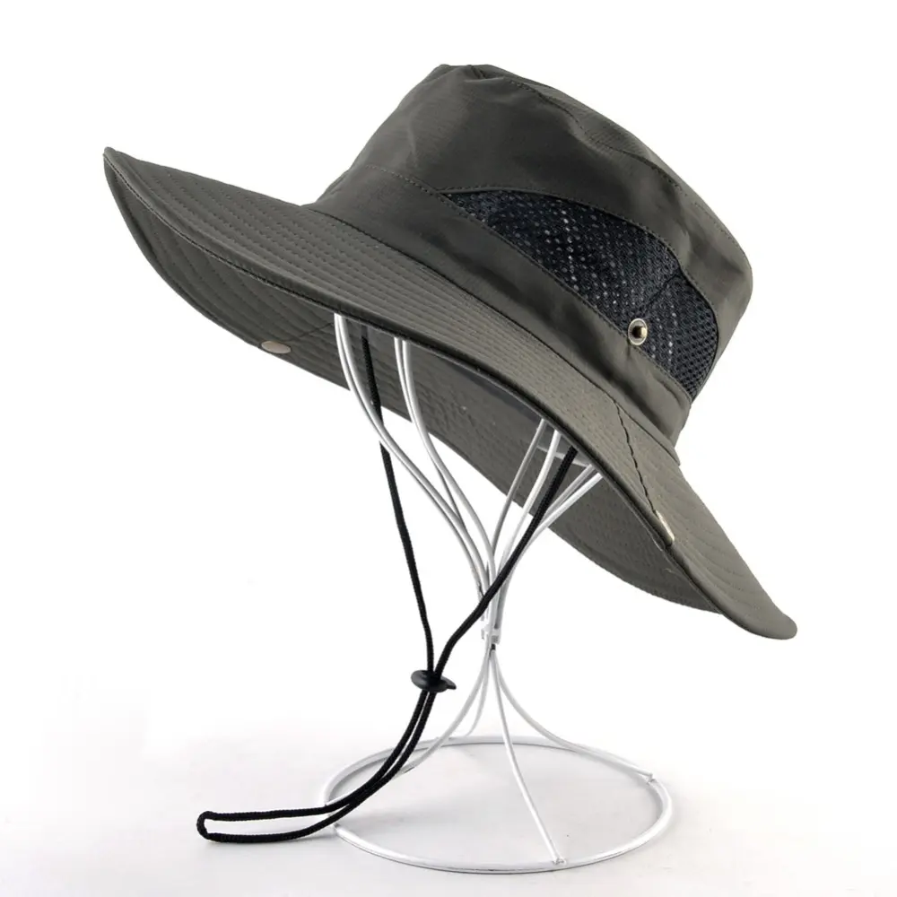 Solid Color Men'S Sun Outdoor Fishing Hat Wide Eaves