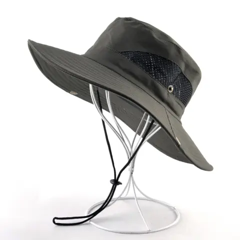 Solid Color Men'S Sun Outdoor Fishing Hat Wide Eaves
