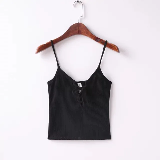 Sexy Summer Women's Dress With Slit Chest Vest Tie Rope Small Camisole Black - Shop at LoveMi