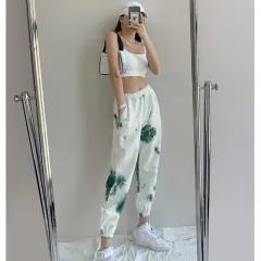 Casual Leggings Trousers Spring And Autumn Elastic Waist Trousers - Green - View 1