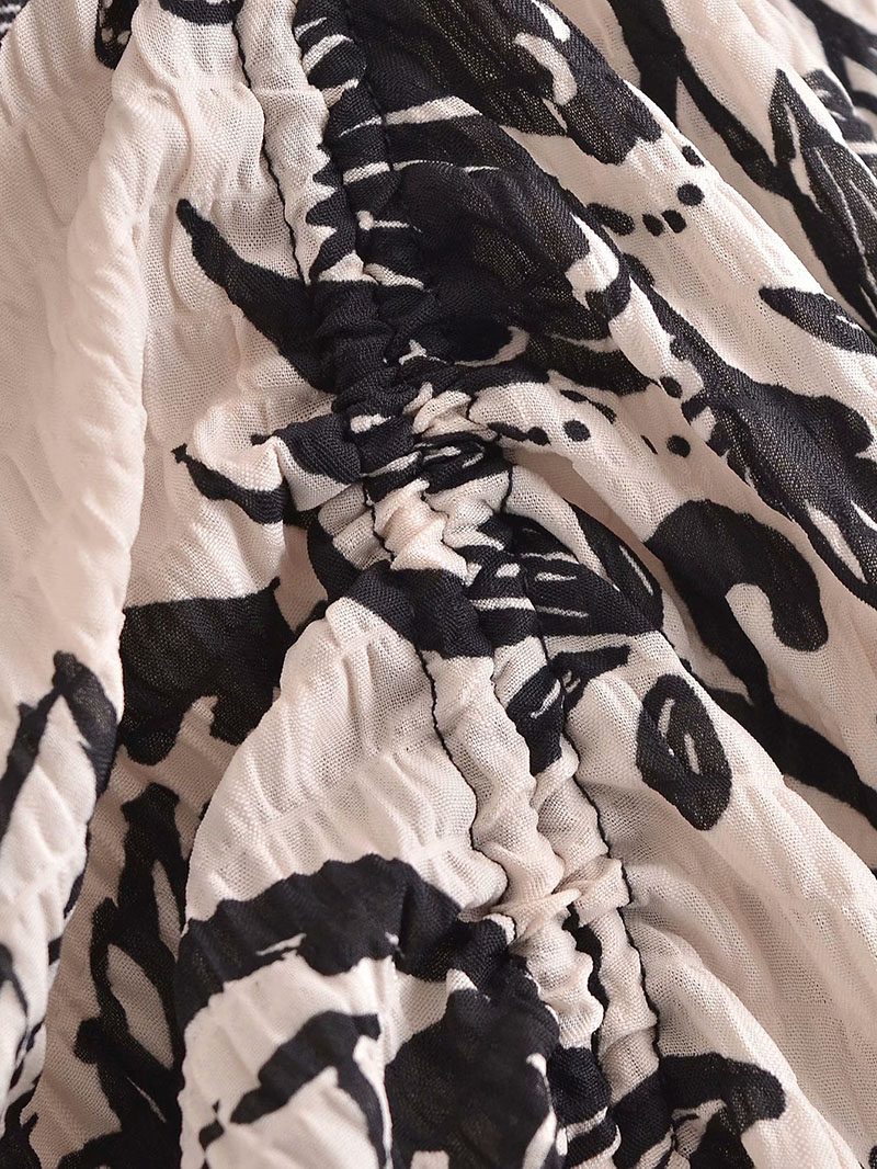 Women'S European And American Style All-Match Pleated Design Printed Skirt