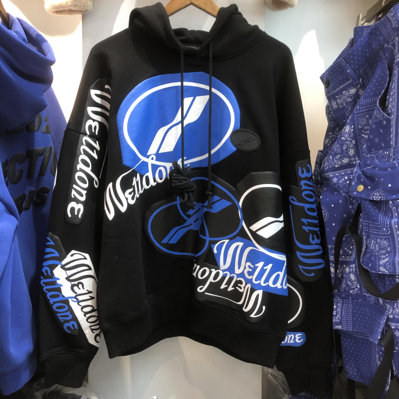 We11Done Hooded Plus Velvet Sweater Well Loose Autumn And Winter Long-Sleeved Tide Ins Men And Women Oversize Jacket