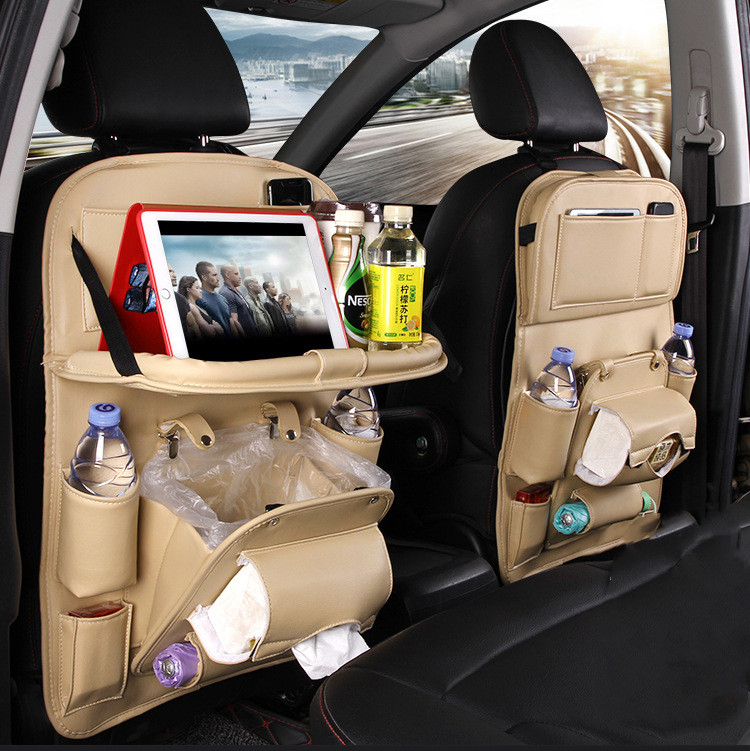 Car Storage Bag Multifunction Seat Back Tray Waterproof Organizer